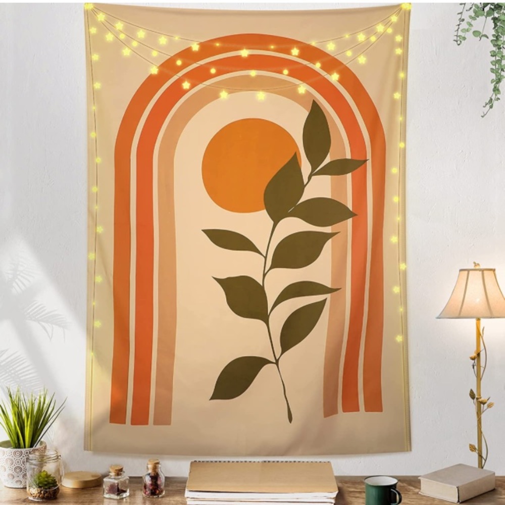 Boho Rainbow/Plant/Sun Tapestry Outdoor Indoor Decor Wall Art/Yoga Mat/Bedspread - Picture 3 of 6